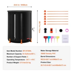 VEVOR Collapsible Rain Barrel, 53 Gallon/201 L Portable Rain Water Collection Barrel, PVC Rainwater Collection System With Spigots And Overflow Kit -Aesthtic Interiors GUEST 23d74467 4eb4 4d73 8e2e a3fd9303384c