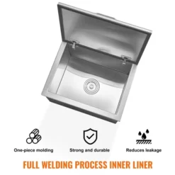 VEVOR Drop In Ice Chest, 20"L X 16"W X 13"H Stainless Steel Ice Cooler, Commercial Ice Bin With Hinged Cover, 40 Qt Outdoor Kitchen Ice Bar -Aesthtic Interiors GUEST 23ff7177 e510 4164 8c29 e624ab3b65af