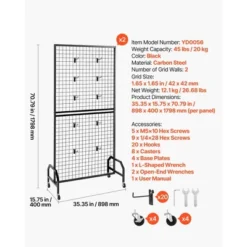 VEVOR 2 Packs Grid Wall Panels, 2.9 X 5.9 Ft Wire Grid Panels Display Rack, Movable Art Display Shelf With Wheels And 10 Hooks, Black -Aesthtic Interiors GUEST 240127b8 5fb9 416d 8bc2 7f1036e88f0b