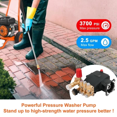 VEVOR Pressure Washer Pump, 3/4" Shaft Horizontal Triplex Plunger, 3700 PSI, 2.5 GPM, Replacement Power Washer Pumps Kit, Parts Washer Pump, Black 2 VEVOR Pressure Washer Pump, 3/4" Shaft Horizontal Triplex Plunger, 3700 PSI, 2.5 GPM, Replacement Power Washer Pumps Kit, Parts Washer Pump, Black - Image 2