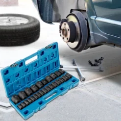 VEVOR Impact Socket Set 1/2 Inches 26 Piece Impact Sockets, Shallow Socket, 6-Point Sockets, Rugged Construction, 1/2 Inches Drive Socket Set