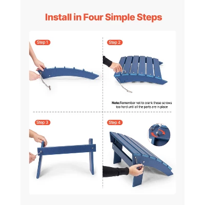 VEVOR Adirondack Ottoman, 15.7L X 18.9W X 13H Inch HDPE Plastic Folding Adirondack Ottoman, Weather-Resistant Foot Rest For Adirondack Chair, Blue 4 VEVOR Adirondack Ottoman, 15.7L X 18.9W X 13H Inch HDPE Plastic Folding Adirondack Ottoman, Weather-Resistant Foot Rest For Adirondack Chair, Blue - Image 4