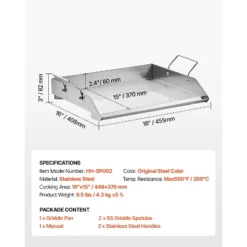VEVOR Stainless Steel Griddle, 18x16 Inch Universal Flat Top Rectangular Plate, Gas Grill Griddle For BBQ Grill, Teppanyaki, Silver -Aesthtic Interiors GUEST 25a8264e a186 4a53 a147 47b75384ce03