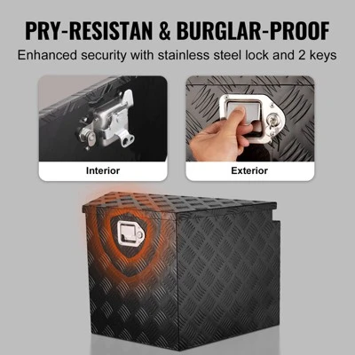 VEVOR Trailer Tongue Box, Aluminum Alloy Diamond Plate Tongue Box Tool Chest, Heavy Duty Trailer Box Storage With Lock And Keys, 29"x16.2"x18" 5 VEVOR Trailer Tongue Box, Aluminum Alloy Diamond Plate Tongue Box Tool Chest, Heavy Duty Trailer Box Storage With Lock And Keys, 29"x16.2"x18" - Image 5