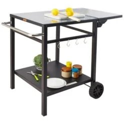 VEVOR Outdoor Grill Dining Cart With Double-Shelf, BBQ Movable Food Prep Table, Multifunctional Foldable Iron Table Top, Portable Modular Carts -Aesthtic Interiors GUEST 26375fd2 672b 49db 98fc b50a18955c73