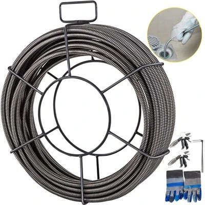 VEVOR Drain Cleaning Cable 75 Feet X 3/8 Inch Solid Core Cable Sewer Cable Drain Auger Cable Cleaner Snake Clog Pipe Drain Cleaning Cable, Gray 8 VEVOR Drain Cleaning Cable 75 Feet X 3/8 Inch Solid Core Cable Sewer Cable Drain Auger Cable Cleaner Snake Clog Pipe Drain Cleaning Cable, Gray - Image 8