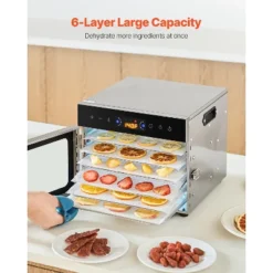VEVOR Food Dehydrator Machine, 6 Stainless Steel Trays, 400W Electric Food Dryer With Adjustable Temperature & 24-Hour Timer, Freeze Dryer, Silver -Aesthtic Interiors GUEST 27048e91 73a3 4ab4 8647 618c20945d46