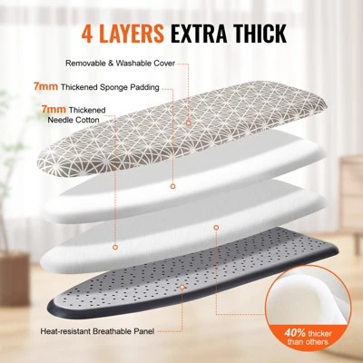 VEVOR Ironing Board With Large 51 X 13 Ironing Surface, Thickened 4 Layers Iron Board With Heat Resistant Cover And 100% Cotton Cover 3 VEVOR Ironing Board With Large 51 X 13 Ironing Surface, Thickened 4 Layers Iron Board With Heat Resistant Cover And 100% Cotton Cover - Image 3