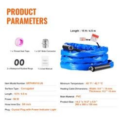 VEVOR 15ft Heated Water Hose For RV, Heated Drinking Water Hose With Corrugated Cover Antifreeze To -45°F, Automatic Self-regulating, 5/8" I.D. Blue -Aesthtic Interiors GUEST 2763b9a3 eeea 4f9b b854 6b82e63f04e9