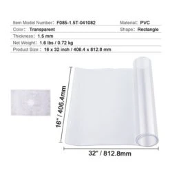 VEVOR Plastic Table Cover, 16 X 32 Inch 1.5 Mm Thick Clear Table Protector, Rectangle PVC Desk Mat, Waterproof & Easy Cleaning, Transparent -Aesthtic Interiors GUEST 2766c7b9 6c8c 4249 be67 696d6424a99c