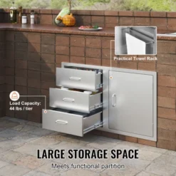VEVOR Outdoor Kitchen Door Drawer Combo 38.1''W X 22.6''H X 20.8''D, BBQ Access Door/Triple Drawers Combo With Stainless Steel Handles, Silver 10 VEVOR Outdoor Kitchen Door Drawer Combo 38.1''W X 22.6''H X 20.8''D, BBQ Access Door/Triple Drawers Combo With Stainless Steel Handles, Silver -Aesthtic Interiors GUEST 27896268 ca8c 4694 8849 cafc4df35818