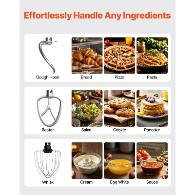 VEVOR Stand Mixer, 5.3QT + 4.4QT Two Stainless Steel Bowls, 10+P Speeds Tilt-head Food Mixer, Kitchen Mixer With Dough Hook, Wire Whip, Black 5 VEVOR Stand Mixer, 5.3QT + 4.4QT Two Stainless Steel Bowls, 10+P Speeds Tilt-head Food Mixer, Kitchen Mixer With Dough Hook, Wire Whip, Black - Image 5