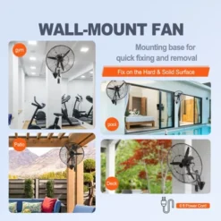 VEVOR Wall-Mount Misting Fan, 24 Inch, 3-speed High Velocity Max. 7000 CFM, Waterproof Oscillating Industrial Wall Fan, Commercial Or Residential -Aesthtic Interiors GUEST 2841cc1c 981b 42ca aebb 6d9cda53e869