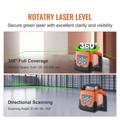 VEVOR Laser Level, 2000ft, 360 Degree Self Leveling Green Cross Line Laser, 5 Rotation Speeds & 4 Scanning Angles Adjustment 2 VEVOR Laser Level, 2000ft, 360 Degree Self Leveling Green Cross Line Laser, 5 Rotation Speeds & 4 Scanning Angles Adjustment - Image 2