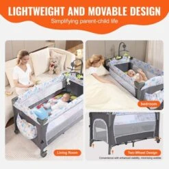 VEVOR Baby Bassinet, 77 Lbs Load Capacity, Easy To Fold Portable Baby Bassinet Bedside Sleeper With Storage Basket And Wheels 9 VEVOR Baby Bassinet, 77 Lbs Load Capacity, Easy To Fold Portable Baby Bassinet Bedside Sleeper With Storage Basket And Wheels -Aesthtic Interiors GUEST 286924f2 9d2a 40cb 90f1 dfaa6c06337d