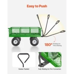 VEVOR 900 Lbs Steel Garden Cart On Wheels, Heavy Duty Pullable Garden Wagon Yard Cart, Outdoor Metal Utility Wagon With 10" Tires, Green -Aesthtic Interiors GUEST 28920e25 cbbd 4eaa 8ff6 923d089fad3d