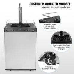 VEVOR Beer Kegerator, Single Tap Draft Beer Dispenser, Full Size Keg Refrigerator With Shelf, CO2 Tank(No Gas), Drip Tray & Rail, Silver -Aesthtic Interiors GUEST 28d5f3bd b07a 44ed 84ed d1612550259f