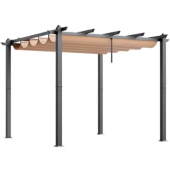 VEVOR 10'x10' Outdoor Retractable Pergola With Canopy, Aluminum Pergola With Retractable Canopy, Modern Pergola With Sun Shade Canopy, Beige -Aesthtic Interiors GUEST 29188758 10e9 4f5d bb5a dce688a16041