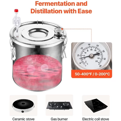 VEVOR Alcohol Still, 8 Gal / 30 L Stainless Steel Water Alcohol Distiller With Copper Coil, Home Brewing Refining Fermentation Kit, Silver 3 VEVOR Alcohol Still, 8 Gal / 30 L Stainless Steel Water Alcohol Distiller With Copper Coil, Home Brewing Refining Fermentation Kit, Silver - Image 3