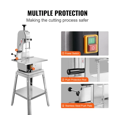 VEVOR Electric Meat Saw, 850W Stainless Vertical Cutter, 19.1"x15" Workbench, 7.09" Cutting Thickness, Includes 5 Blades 6 VEVOR Electric Meat Saw, 850W Stainless Vertical Cutter, 19.1"x15" Workbench, 7.09" Cutting Thickness, Includes 5 Blades - Image 6