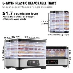 VEVOR Food Dehydrator Machine, 5-Tray Fruit Dehydrator, 300W Electric Food Dryer W/ Digital Adjustable Timer & Temperature, Black -Aesthtic Interiors GUEST 2a32a821 1b4d 4691 bd23 1a0851944fcb