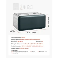 VEVOR Automatic Ice Cream Maker With Built-in Compressor, 1.5 Quart No Pre-freezing Gelato Maker, Stainless Steel Electric Sorbet-Maker, Black&Silver -Aesthtic Interiors GUEST 2a4f057a ff01 4d10 a63a 24a335607f34