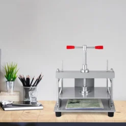 VEVOR Manual Paper Press Machine, 12x8.6 Inch For A4 Sized Papers Flatting Machine, 10cm Thickness Steel Frame Manual Paper Press Machine, Silver