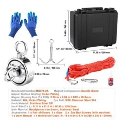VEVOR Magnet Fishing Kit, 1200lbs 2.95inch Diameter Double Sided Fishing Magnets, Strong Neodymium Magnet With Heavy Duty 65FT Rope, Grappling Hook -Aesthtic Interiors GUEST 2ae706f9 2a2e 45d6 bc52 b580c616db26