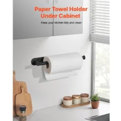 VEVOR Paper Towel Holder Under Cabinet, High-Quality Stainless Steel Paper Towel Holder, Self Adhesive Or Drilling Paper Towel Holder, Black -Aesthtic Interiors GUEST 2b0e82b4 a5ee 4af9 b755 ebdf00f39cf7