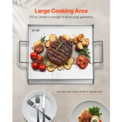 VEVOR Stainless Steel Griddle, 18x16 Inch Universal Flat Top Rectangular Plate, Gas Grill Griddle For BBQ Grill, Teppanyaki, Silver -Aesthtic Interiors GUEST 2b5de7c2 ada8 41a7 84b6 7cdc4fe4868f