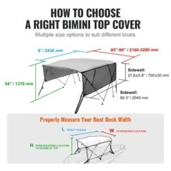 VEVOR 4 Bow Bimini Top Boat Cover, Detachable Mesh Sidewalls, 600D Polyester Canopy With 1" Aluminum Alloy Frame 14 VEVOR 4 Bow Bimini Top Boat Cover, Detachable Mesh Sidewalls, 600D Polyester Canopy With 1" Aluminum Alloy Frame -Aesthtic Interiors GUEST 2bd1bc55 534e 47ec 84bb 90abe1762654