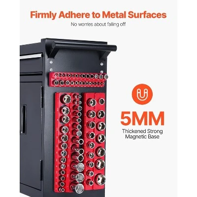 VEVOR Magnetic Socket Organizer Set, 3PCS Magnetic Socket Holder, 1/4'', 3/8'' & 1/2'' SAE Socket Trays With Clear Labels, Hold Up To 68PCS Standard 3 VEVOR Magnetic Socket Organizer Set, 3PCS Magnetic Socket Holder, 1/4'', 3/8'' & 1/2'' SAE Socket Trays With Clear Labels, Hold Up To 68PCS Standard - Image 3