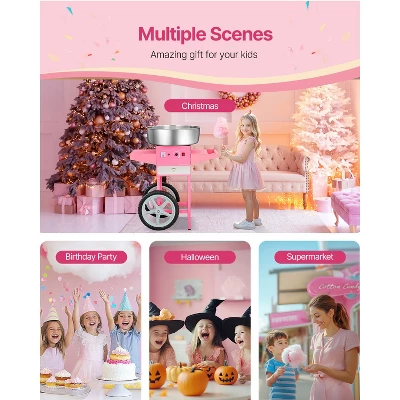 VEVOR Electric Cotton Candy Machine With Cart, 1000W Commercial Candy Floss Maker With 20.5 In Stainless Steel Bowl, Sugar Scoop, And Drawer, Pink 6 VEVOR Electric Cotton Candy Machine With Cart, 1000W Commercial Candy Floss Maker With 20.5 In Stainless Steel Bowl, Sugar Scoop, And Drawer, Pink - Image 6
