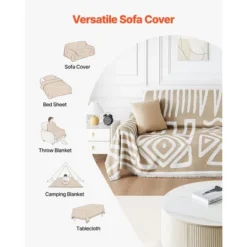 VEVOR Couch Cover, 117.72 X 71.26 Inch Boho Sofa Covers, Anti-Slip Chenille Cushion Protector For Sectional Sofa, Scratch-Resistant, Khaki 11 VEVOR Couch Cover, 117.72 X 71.26 Inch Boho Sofa Covers, Anti-Slip Chenille Cushion Protector For Sectional Sofa, Scratch-Resistant, Khaki -Aesthtic Interiors GUEST 2c5eb527 e043 4451 9ca7 125c8677803d