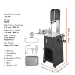 VEVOR Commercial Electric Meat Bandsaw, 550W Stainless Steel Vertical Bone Sawing Machine, 19.1"x15" Workbench, 7.09 Inch Cutting Thickness, Grey -Aesthtic Interiors GUEST 2c81482b 54f4 419a a9cf 494108208982