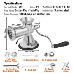 VEVOR Manual Meat Grinder, 304 Stainless Steel Hand Meat Grinder With Suction Cup + Steel Table Clamp, Meat Mincer Sausage Maker & 2 Cutting Plates -Aesthtic Interiors GUEST 2c816b70 525e 4359 90e5 82a711a90235