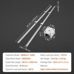 VEVOR Linear Motion Set, SBR20 2200mm, Comes With Two 86.6-inch SBR20 Rails & Four SBR20UU Blocks, Ideal For DIY CNC & Automated Projects 14 VEVOR Linear Motion Set, SBR20 2200mm, Comes With Two 86.6-inch SBR20 Rails & Four SBR20UU Blocks, Ideal For DIY CNC & Automated Projects -Aesthtic Interiors GUEST 2c9a0339 8dbb 4464 9595 c9d2d41b8fb7