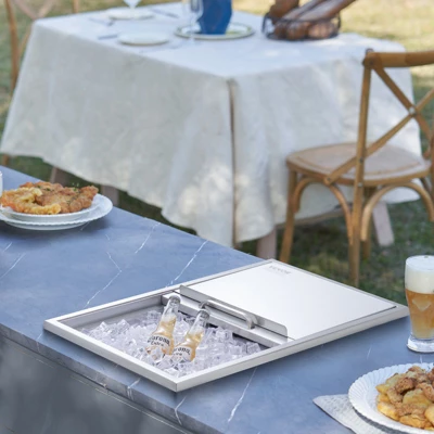 VEVOR Drop In Ice Chest, 27"L X 18"W X 21"H Stainless Steel Ice Cooler, Commercial Ice Bin With Sliding Cover, 40.9 Qt Outdoor Kitchen Ice Bar 1 VEVOR Drop In Ice Chest, 27"L X 18"W X 21"H Stainless Steel Ice Cooler, Commercial Ice Bin With Sliding Cover, 40.9 Qt Outdoor Kitchen Ice Bar