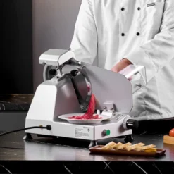 VEVOR Commercial Meat Slicer, 10 Inch Electric Deli Food Slicer, 180W Meat Cutter With A Premium 65Mn Blade, 0-0.4 Inch Adjustable Thickness, Silver