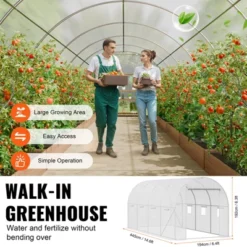 VEVOR Walk-in Tunnel Greenhouse, 14.6x6.4x6.3 Ft Hoop House Greenhouse Tunnel With Galvanized Steel Frame, White PE Cover, 8 Windows 12 VEVOR Walk-in Tunnel Greenhouse, 14.6x6.4x6.3 Ft Hoop House Greenhouse Tunnel With Galvanized Steel Frame, White PE Cover, 8 Windows -Aesthtic Interiors GUEST 2db8fcc2 22d5 4acc acd3 02a4997498e7