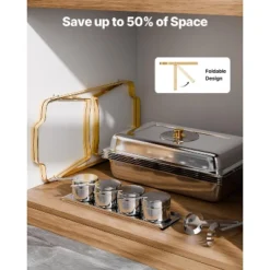 VEVOR Chafing Dish Buffet Set, 4 Qt 2 Pack, Stainless Steel Chafer With 4 Half Size Pans, Rectangle Catering Warmer Server, Silver -Aesthtic Interiors GUEST 2dc4d890 747f 4d72 92c4 bdbe58c72970
