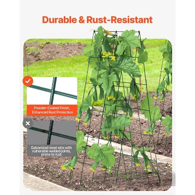 VEVOR Cucumber Trellis For Climbing Plants, 39" X 32" Foldable Cucumber Trellis Set With Twist Ties, Metal Garden Trellis For Raised Bed 2 VEVOR Cucumber Trellis For Climbing Plants, 39" X 32" Foldable Cucumber Trellis Set With Twist Ties, Metal Garden Trellis For Raised Bed - Image 2