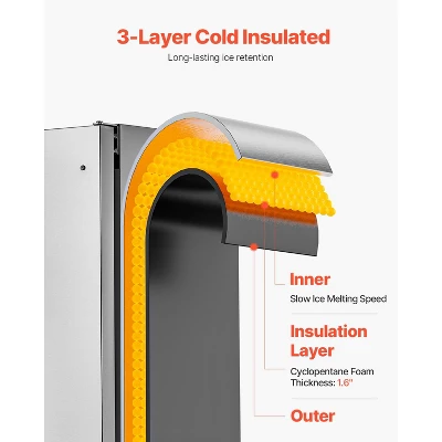 VEVOR Undercounter Built-in Ice Maker, 66 Lbs/Day Under Counter Nugget Ice Maker Machine With Reversible Door Stainless Steel, Silver 4 VEVOR Undercounter Built-in Ice Maker, 66 Lbs/Day Under Counter Nugget Ice Maker Machine With Reversible Door Stainless Steel, Silver - Image 4