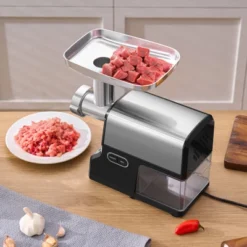 VEVOR Meat Grinder, 4.2 Lbs/Min Capacity Electric Meat Grinders With Blade, Grinding Plate, Sausage Maker, Kubbe Kit, Burger Press, Silver