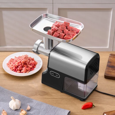 VEVOR Meat Grinder, 4.2 Lbs/Min Capacity Electric Meat Grinders With Blade, Grinding Plate, Sausage Maker, Kubbe Kit, Burger Press, Silver 1 VEVOR Meat Grinder, 4.2 Lbs/Min Capacity Electric Meat Grinders With Blade, Grinding Plate, Sausage Maker, Kubbe Kit, Burger Press, Silver