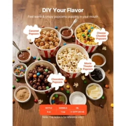 VEVOR Popcorn Machine, 8oz Stainless Steel Kettle, 800W Commercial Countertop Popcorn Maker, 48 Cups Per Batch Theater Style Popper, Red -Aesthtic Interiors GUEST 2e8280fe 0643 46d8 9b07 d80b027ffdea