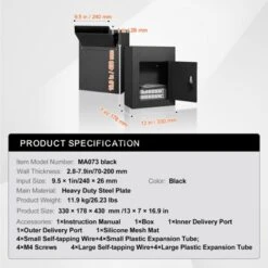 VEVOR Through The Wall Drop Box, Heavy Duty Steel Through The Wall Mailbox With 2.8-7.9" 13" Combination Lock, 13x7x17" Mail Drop Box, Black -Aesthtic Interiors GUEST 2e835cdc 0daa 4b33 801b 6d9fb761f2ef