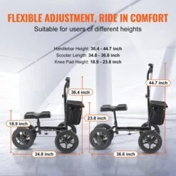 VEVOR Folding Knee Scooter, Aluminum Steerable Knee Walker With Height-Adjustable Handlebar & Knee Pad, 12" All-Terrain Wheels, Dual Brakes, 350LBS -Aesthtic Interiors GUEST 2e9b51e2 4838 4f43 b17d 057a6e3a8842