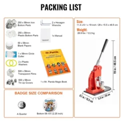 VEVOR Button Maker Machine, 58 Mm (2.25 Inch) Badge Punch Press Kit, Children DIY Gifts Pin Maker, Button Making Supplies, Orange -Aesthtic Interiors GUEST 2ea5be59 dc54 4661 ba07 69ddbcad59f9