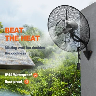 VEVOR Wall-Mount Misting Fan, 30 Inch, 3-speed High Velocity Max. 9500 CFM, Waterproof Oscillating Industrial Wall Fan, Commercial Or Residential 2 VEVOR Wall-Mount Misting Fan, 30 Inch, 3-speed High Velocity Max. 9500 CFM, Waterproof Oscillating Industrial Wall Fan, Commercial Or Residential - Image 2